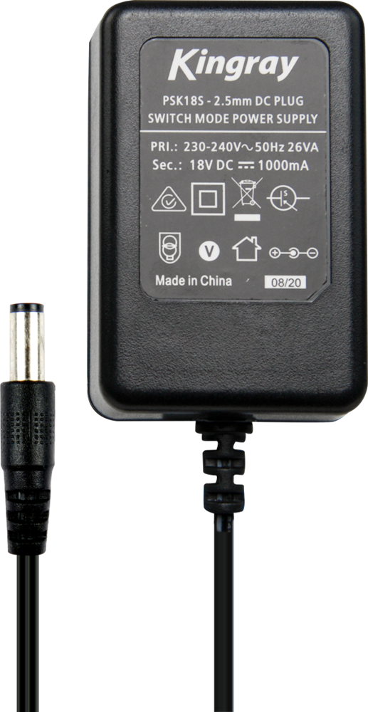 18V DC Power Supply with screw-type terminals, ideal for powering electronics, LED lights, and small devices with secure and stable DC output.