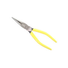 200mm Long Nose Pliers with a slim, tapered jaw, ergonomic non-slip grip, and wire cutter for electricians, technicians, and DIY users.