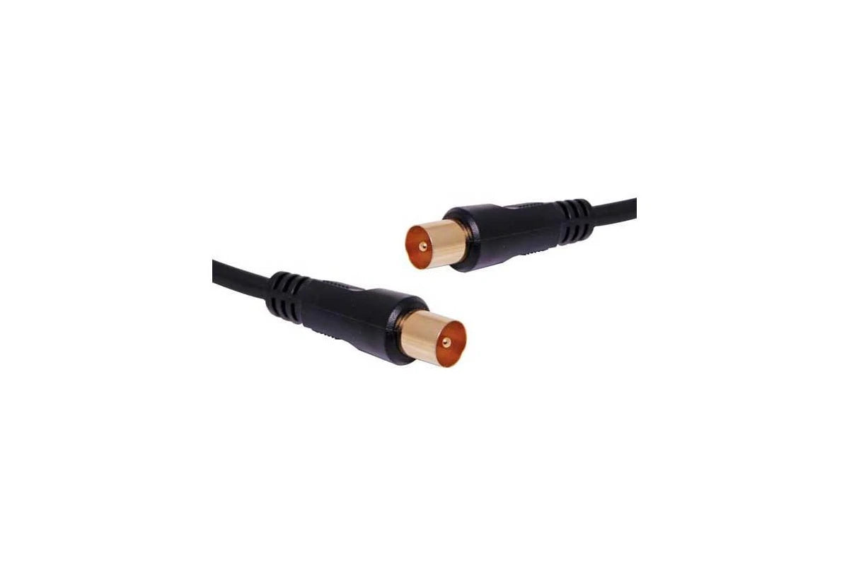 4.5M Black TV Fly Lead, PAL-Male to PAL-Male, RG6 Quad-Shield Cable for HD and Digital TV Antenna Connection