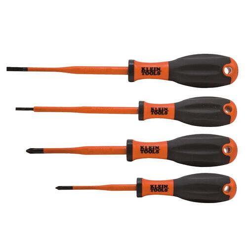 4 piece ergonomic screwdriver set with magnetic tips and rubber grip handles, includes Phillips and flathead drivers for versatile use