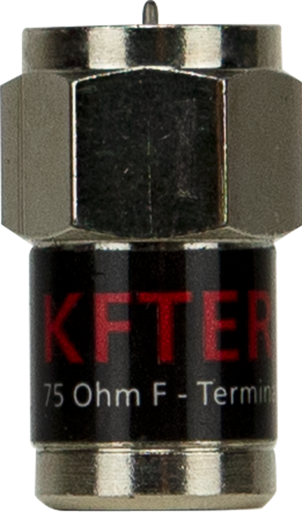 Kingray 75 Ohm F-Terminator, DC blocking terminator, 75 Ohm F-type terminator, cable TV terminator, signal interference blocker, satellite terminator, coaxial terminator.