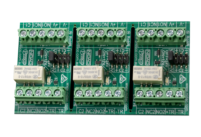 Double Throw Control Relay 12 or 24 Volt DC | Strip of 3