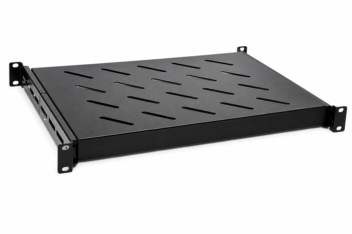 1RU Black Sliding Shelf | 800mm | For 800mm Deep Cabinets