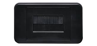 Black Brush Plate for cable management, providing a neat and organized solution for passing cables through walls or panels in home and office spaces.