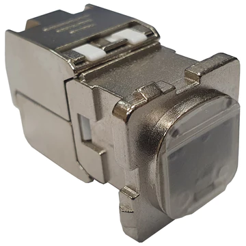 "Grove Cat6A Angled Shielded Modular Jack with a durable design for high-speed network connections, featuring shielded protection to reduce interference and ensure reliable performance."