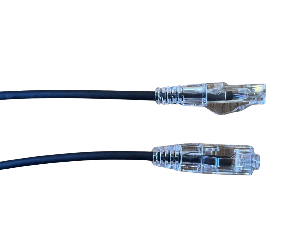 Grove 1.5M Cat6 Thin 28AWG LSZH Patch Lead in black, slim Ethernet cable, 1Gbps, PoE compatible, low smoke zero halogen jacket