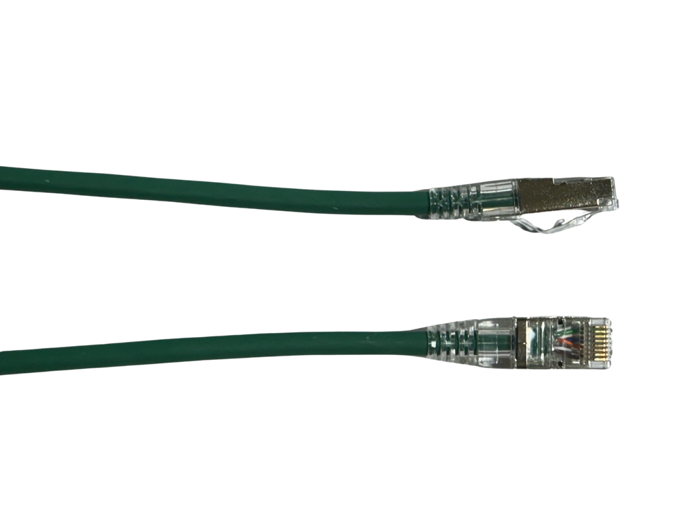 Green Grove 150MM Cat6A Thin S/FTP Patch Lead 28AWG for secure, high-speed networking in tight spaces, ideal for both home and office setups.