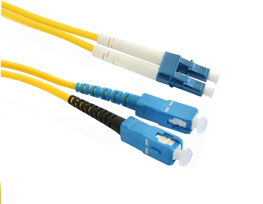 Grove 20M SC-LC OS1/OS2 Duplex Patch Lead with LSZH jacket, yellow color, 10Gbps speed, secure SC-LC connectors, and low smoke design for high-performance networks.