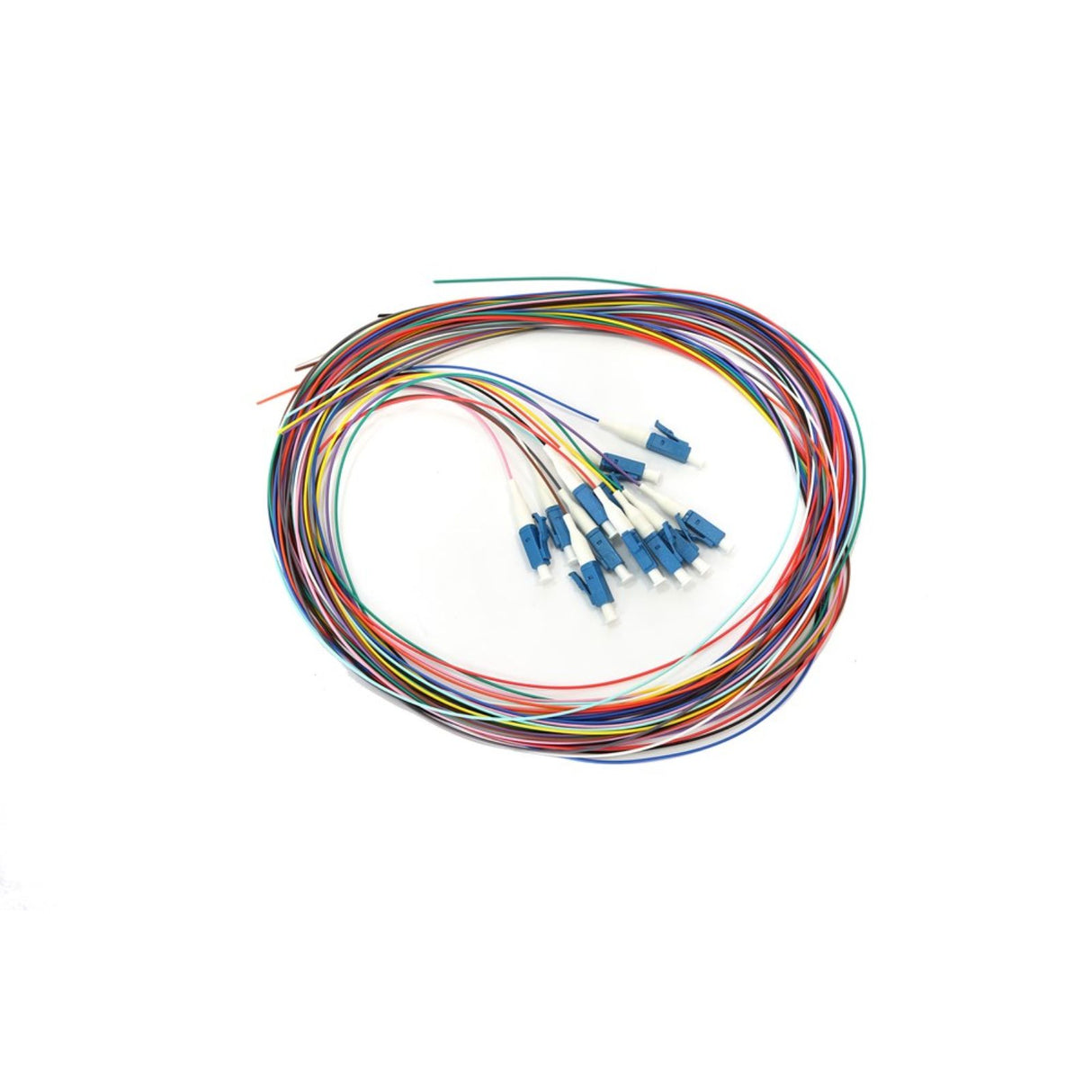 Grove 2M LC Singlemode OS1/OS2 Fibre Pigtail Pack of 12 with LSZH jacket, colour-coded for splicing and network cabling.
