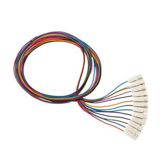 2M SC MM OM3 Pigtail in a pack of 12, made from 50/125µm multimode fiber for reliable data transmission at speeds up to 10 Gbps.