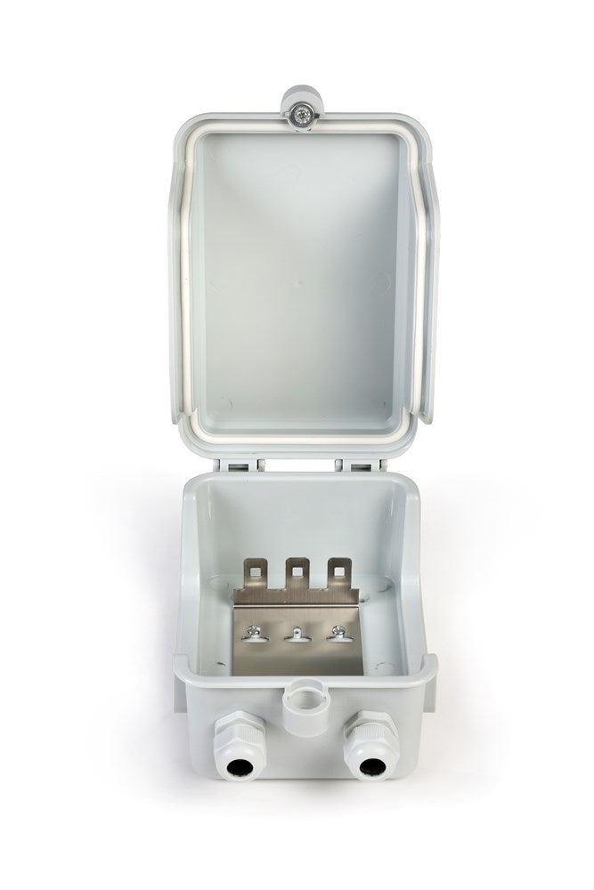 Grove 30 Pair Weatherproof Distribution Box for outdoor copper cabling with lockable cover and durable UV-resistant housing