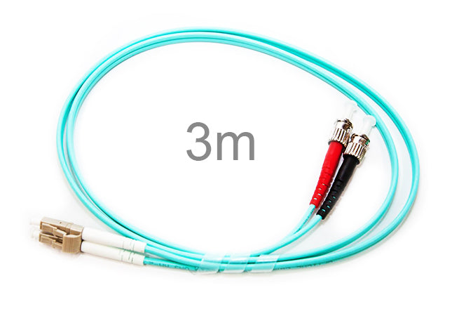 Grove 3 m ST-LC OM3 Duplex Patch Lead with LSZH jacket for high-performance multimode fibre connectivity in data centres.