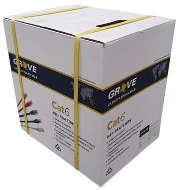 Grove 4 Pair UTP Cat6 305Mtr Purple Cable Box for 1Gbps networks, ideal for LAN, VoIP, CCTV, and enterprise structured cabling