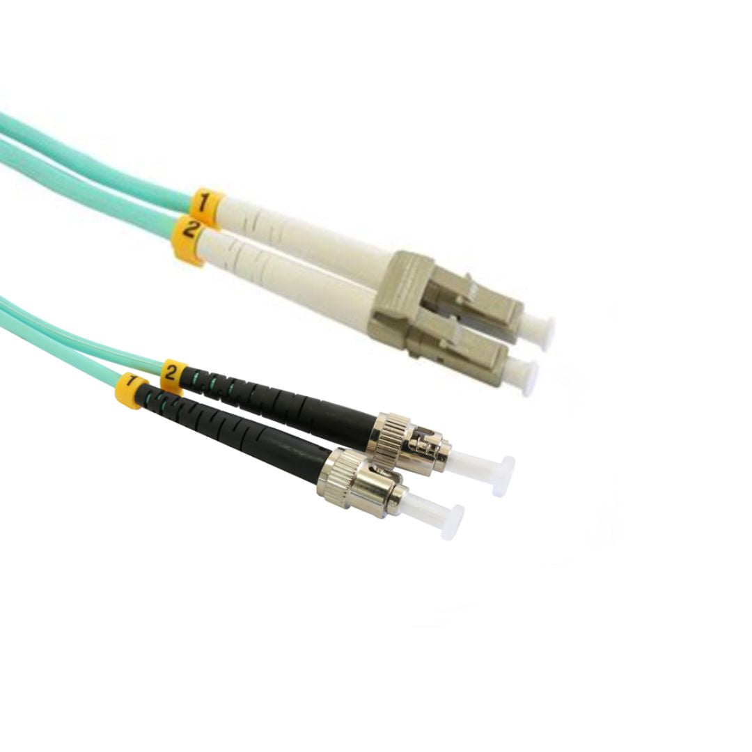 5m ST to LC OM3 multimode duplex fibre patch lead LSZH for high-speed data centre and network connections