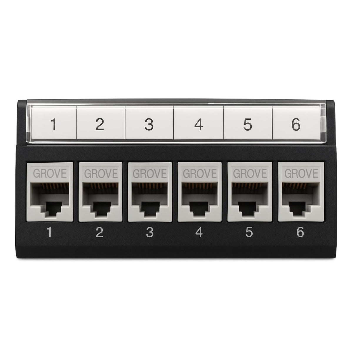 Grove 6 Port Module with Cat6 RJ45 jacks for high-speed data connectivity and structured cabling installations