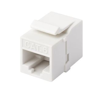 Cat6 RJ45 to RJ45 Keystone Coupler for extending Ethernet cables in patch panels, wall plates, and network installations.