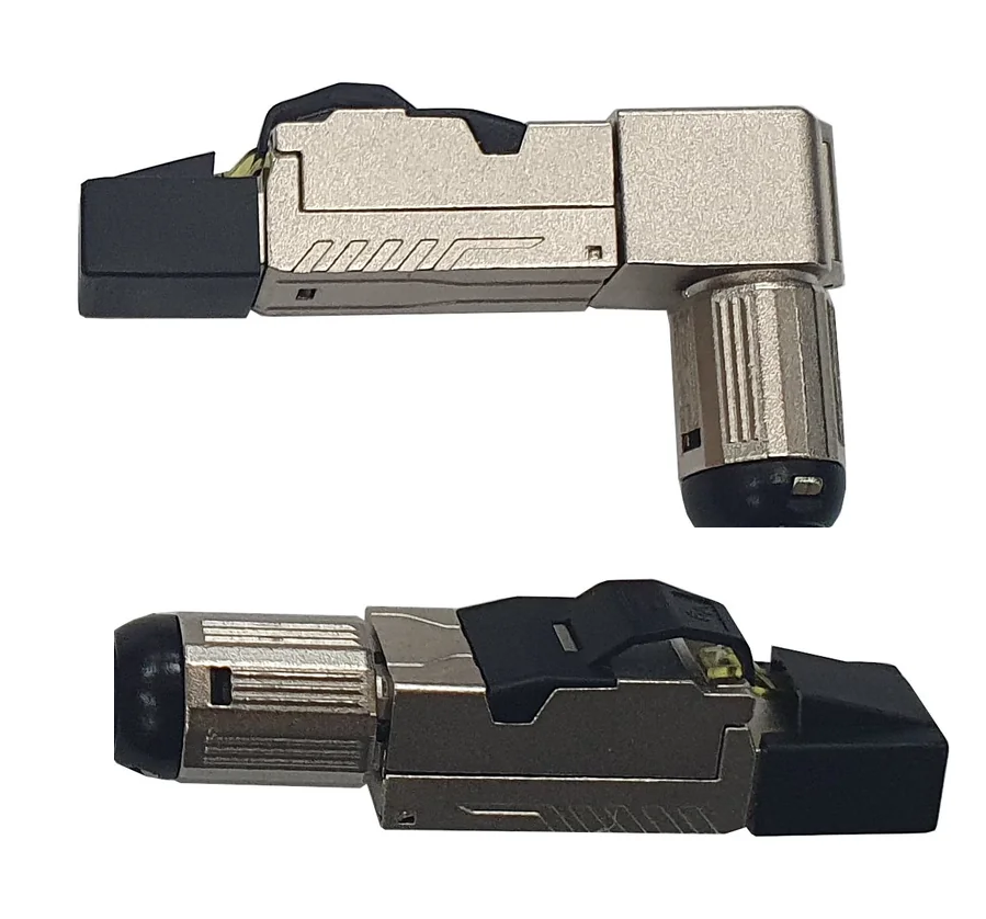 Grove Cat6A RJ45 STP Plug, field terminable shielded connector for Cat6A solid or stranded cables with tool-less termination.