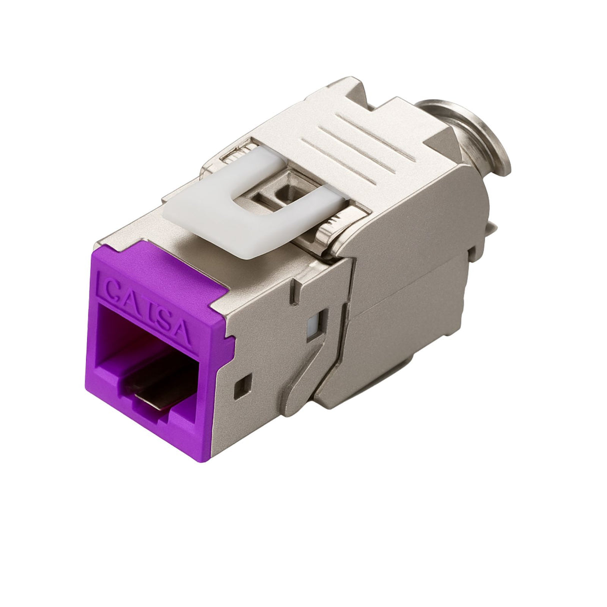 Purple Cat6A Shielded Keystone Panel Jack, bag of 12, for reliable 10G Ethernet and structured patch panel installations