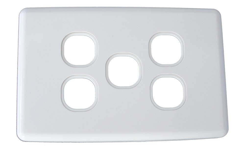 Classic Series 5 gang wall plate with five ports, durable design, ideal for organised cabling and network installations