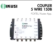 Five Wire 15dB Coupler with F-Type connectors for satellite and terrestrial signal tap in multiswitch and distribution systems