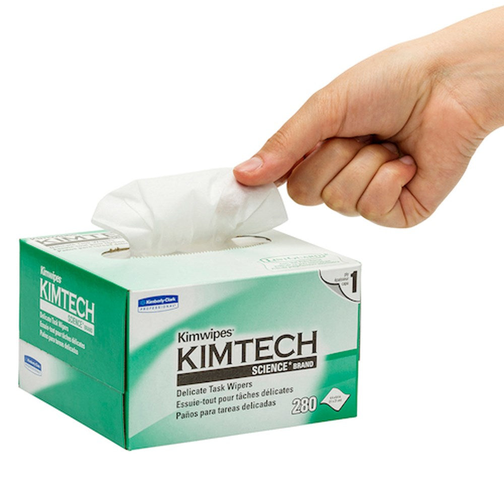 KIMTECH KimWipes low-lint laboratory cleaning tissues for delicate surfaces, optics, electronics and precision equipment.
