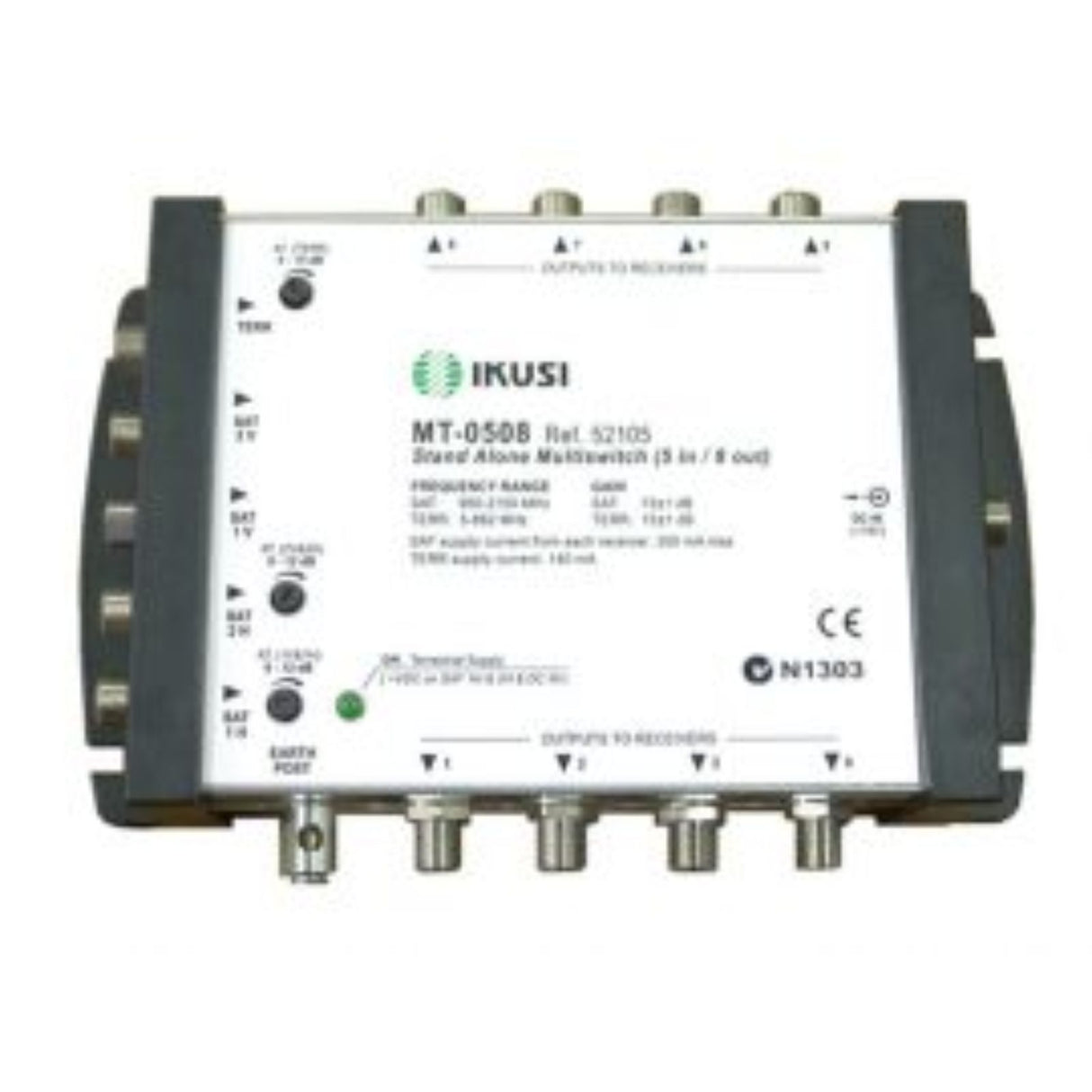 Multiswitch with 5 inputs and 12 outputs for combining satellite and terrestrial signals, ideal for Foxtel, VAST, and FTA systems.