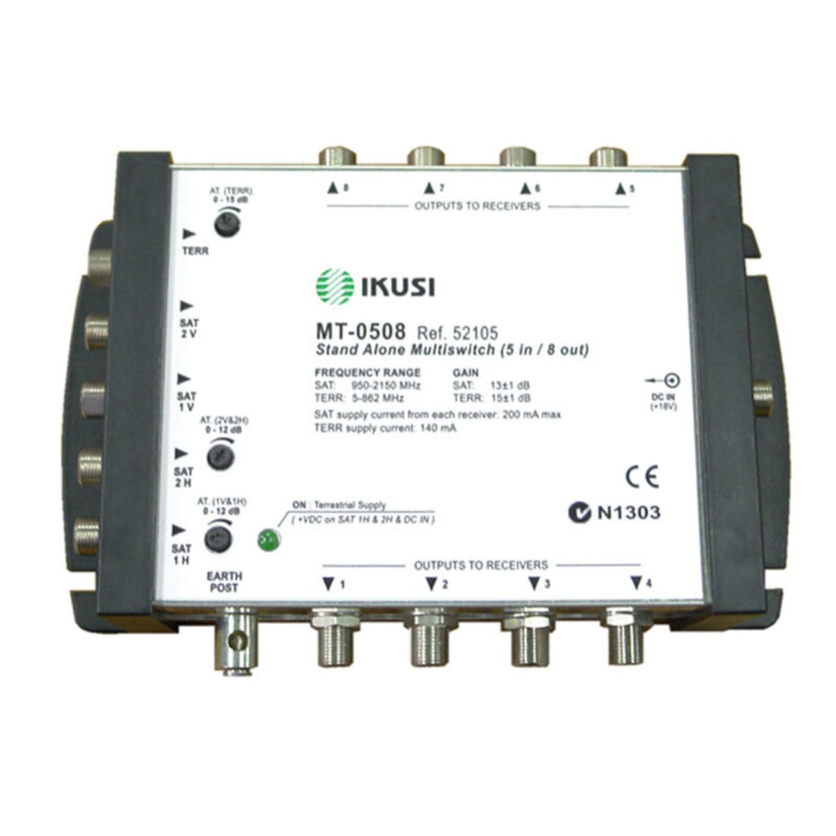 5 Input 8 Output Multi Switch for satellite and terrestrial TV signal distribution to 8 receivers in homes or small buildings