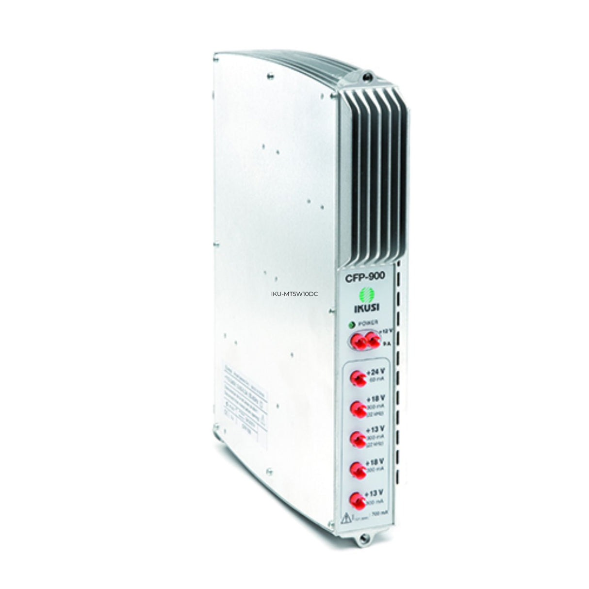 12/18–24V DC power supply with 0–22kHz signal pass-through, suitable for satellite LNBs, multiswitches, and MATV systems with F-type connectors.