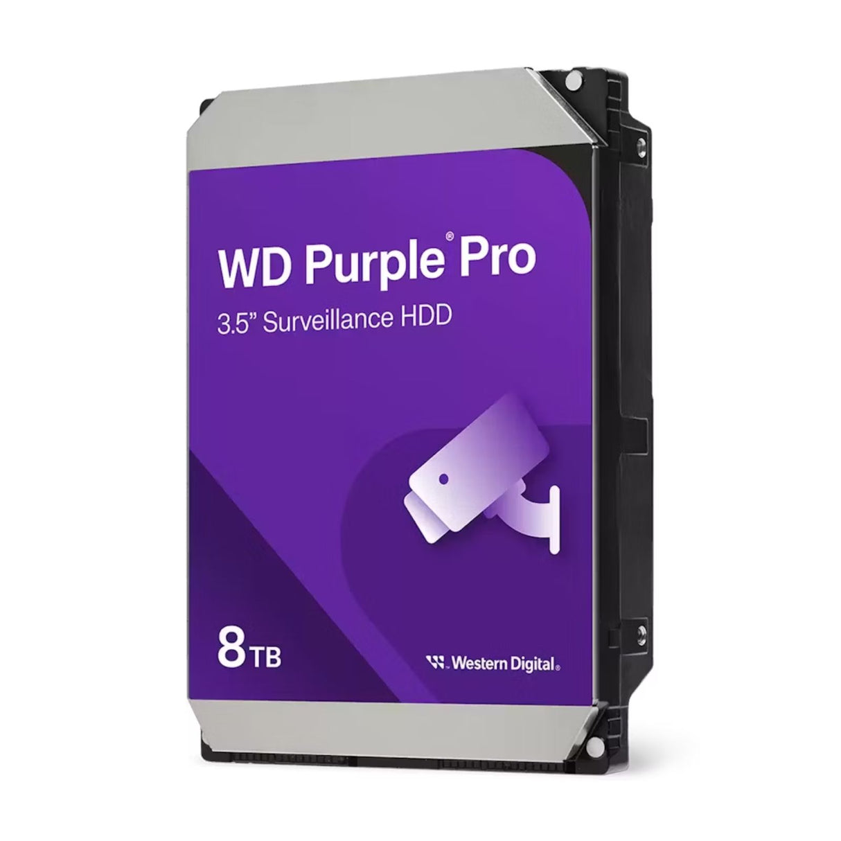 Western Digital Purple 8TB CCTV Hard Drive with AllFrame™ technology, optimized for 24/7 DVR and NVR video surveillance systems.