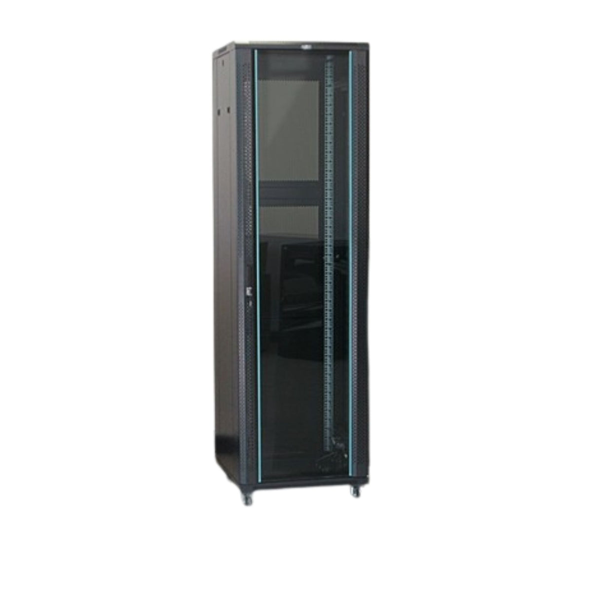 RWS Express 45RU Cabinet, 2200x600x1000mm, lockable glass door, vented sides, fan tray, adjustable rails, heavy-duty server rack enclosure.