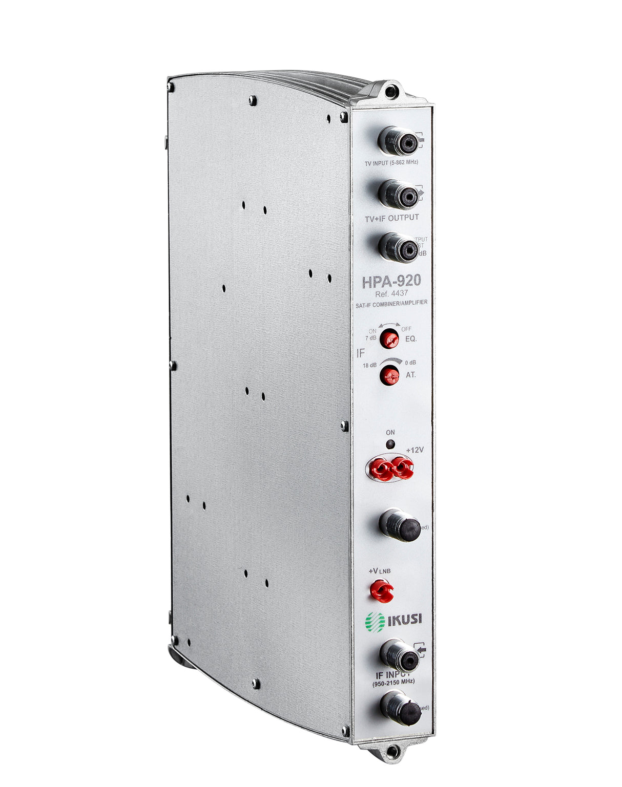 Electronic device labeled 'HPA-020' with various ports and labels on a white background