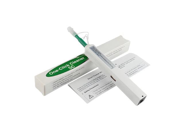 2.50 mm one-click fibre optic cleaner for SC, FC and ST connectors – push-click tool for rapid end-face cleaning.