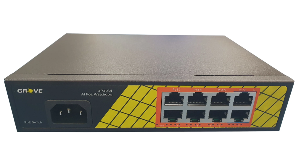 The GROVE NBN 8 Port Gigabit POE Switch is a reliable networking solution designed to power and connect up to 8 devices with gigabit speeds.