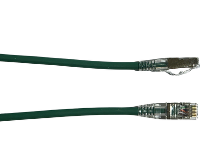 Green Grove 0.5M Cat6A Thin S/FTP Patch Lead 28AWG for secure, high-speed networking in compact spaces, ideal for home and professional setups.