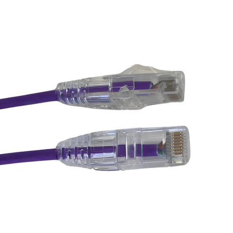 Purple Grove 1.0M Cat6 Thin 28AWG Patch Lead for high-speed networking, designed for compact spaces and efficient setups in both home and professional environments.