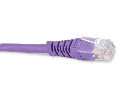 Amdex 10M Cat6 Ethernet Patch Lead in purple with snagless RJ45 connectors, designed for long-distance, high-speed data transmission in professional or home network setups.