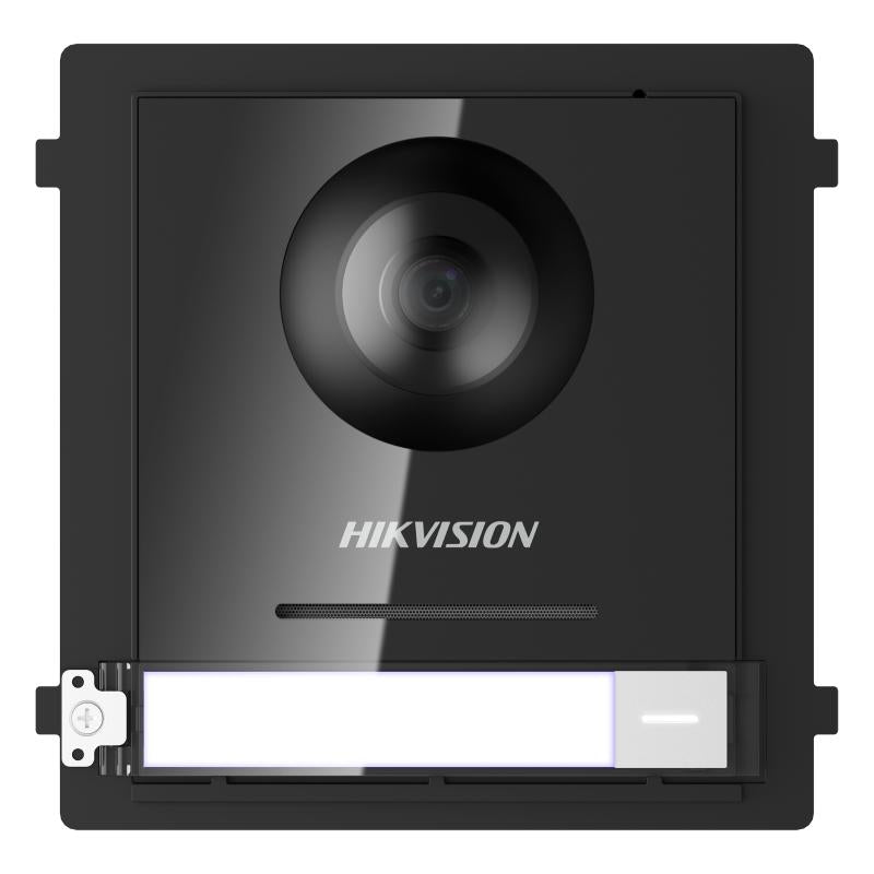 HIKVISION 2 Wire 1 Button Black Door Station, IP66-rated for outdoor use, featuring high-quality video, audio, and simple one-button operation.