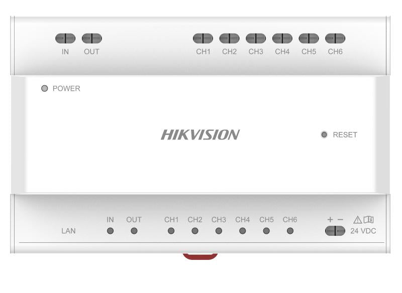 HIKVISION 2 Wire Intercom Power Supply with 6 Outputs, providing stable power distribution and reliable performance for intercom systems.