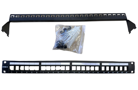 The Unloaded 24 Port Patch Panel with Cable Manager is an essential component for organizing and managing network connections.