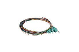 2M LC MM OM4 Pigtail in a pack of 12, featuring 50/125µm multimode fiber for reliable connectivity and data transfer rates up to 40 Gbps.