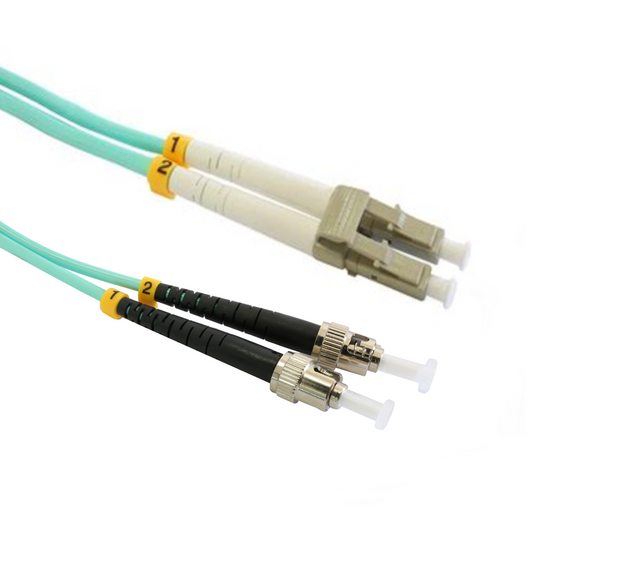 Grove 2M ST-LC OM3 Duplex Patch Lead with LSZH jacket, featuring ST and LC connectors for high-speed, reliable data transfer in OM3 multimode networks.