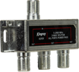 Kingray 3-Way Splitter with all ports power pass, Foxtel-approved, compact design for cable TV, satellite, and broadband installations.