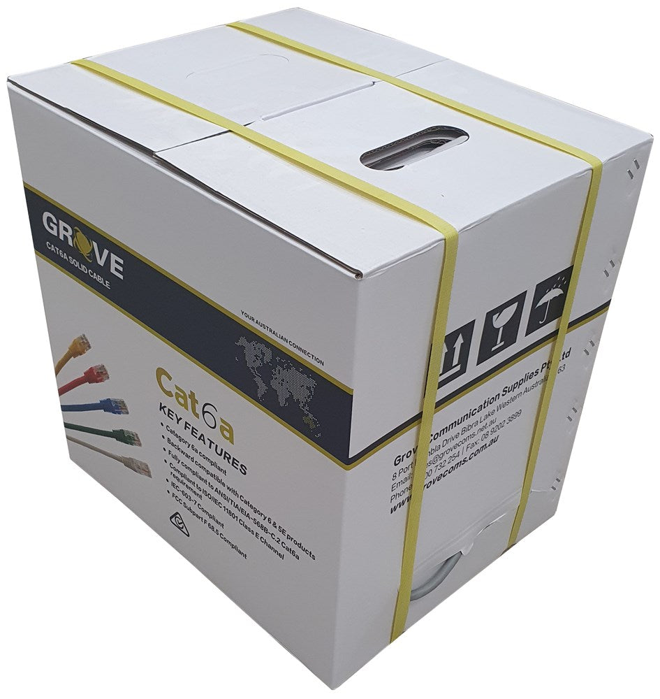 The GROVE 4 Pair U/FTP Cat6A Cable (305Mtr) is engineered for high-performance networking, providing superior data transmission speeds and enhanced protection against interference