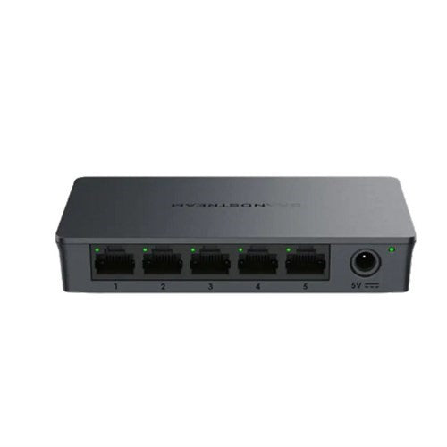 Grandstream 4 Port Gigabit Data Switch with 4 Ethernet ports, providing high-speed connectivity and easy plug-and-play setup for efficient network expansion.