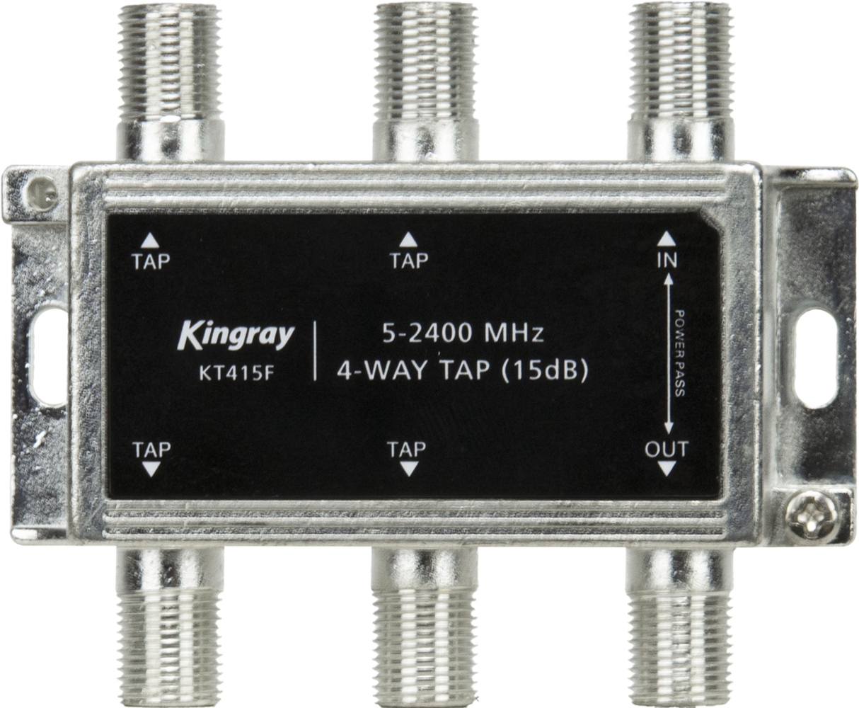 4-Way Tap 15 dB (5-2400 MHz) with compact, corrosion-resistant housing for precise signal distribution across multiple outputs