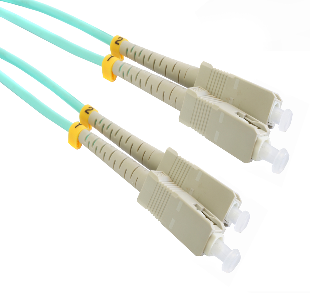 Grove 5M SC-SC OM3 Duplex Patch Lead, 5-meter high-speed multimode fiber optic cable with SC-SC connectors, perfect for data centers and LANs.