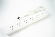 6 Outlet Power Board with Overload Protector, designed for safety and convenience in home and office setups, featuring surge protection.