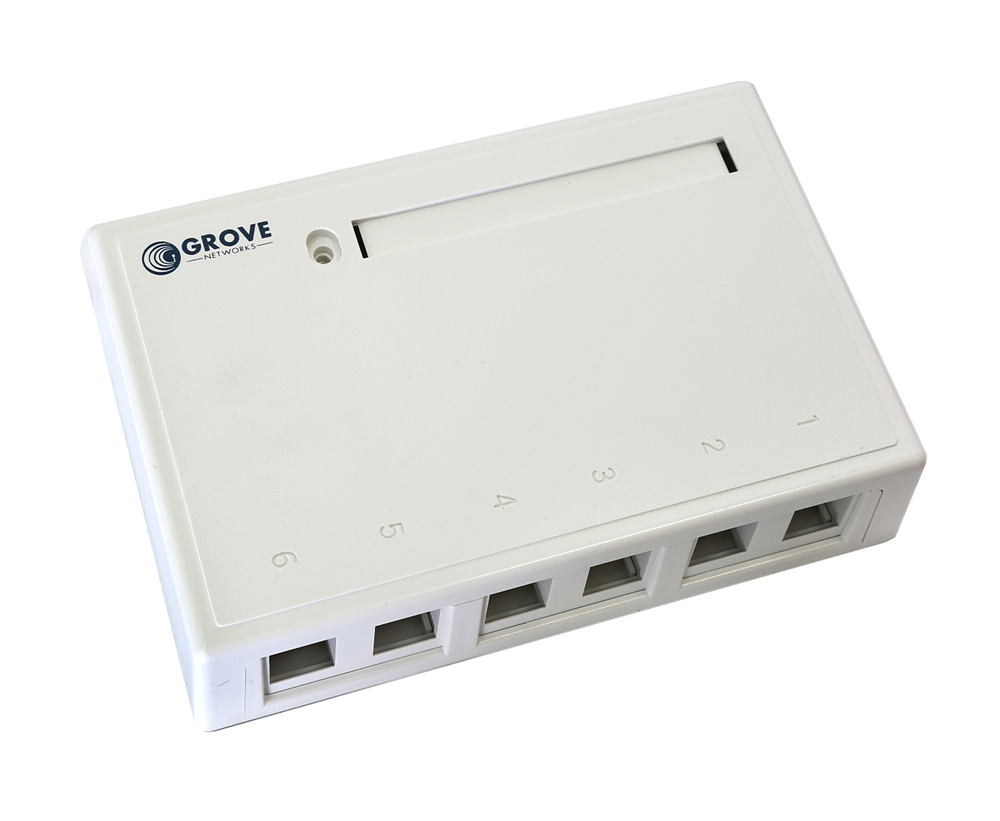 6 Port Unloaded Surface Mount Box, designed for easy wall mounting, with space for up to six network ports, ideal for residential and commercial use.