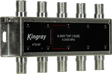 Top view of the Kingray 8-Way Tap 16dB splitter with 8 F-type output ports and robust metal casing, supporting 5-2400 MHz systems.