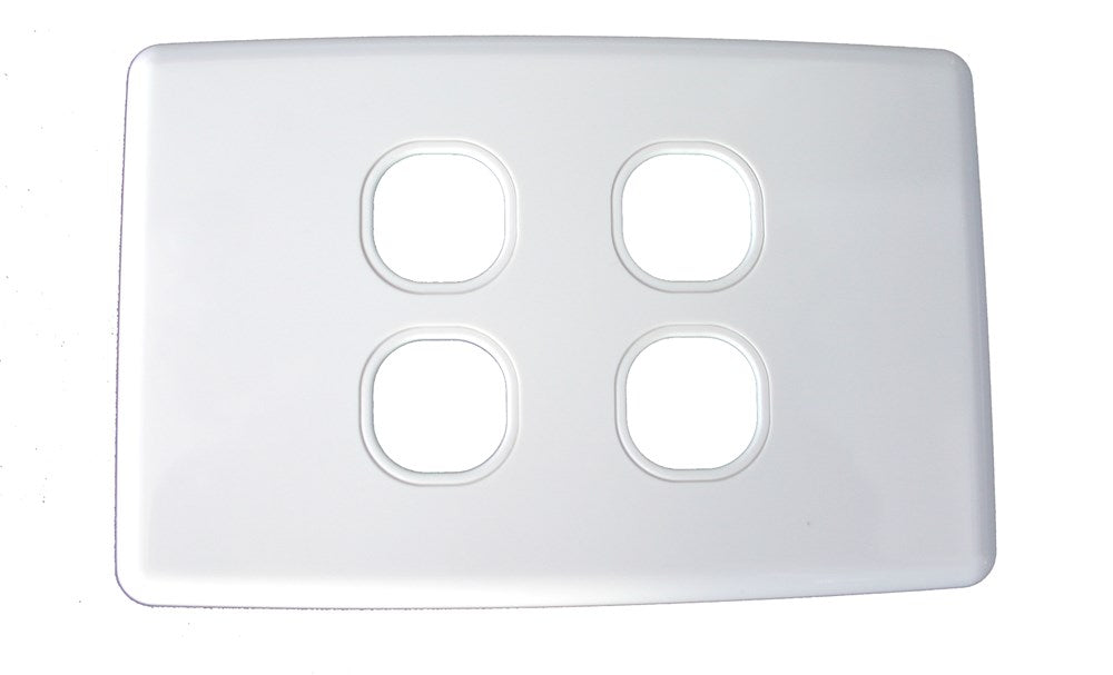 Classic Series 4 Gang Wall Plate featuring a timeless design and capable of accommodating four outlets or data ports.